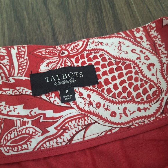 💙 Talbots Artsy 100% Cotton Flowy Midi Skirt Size 8 Preppy Feminine Old Money - Picture 4 of 8